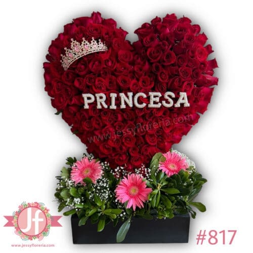 817-Corazón 200 rosas rojas Princesa