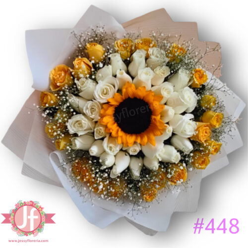 448-ramo-de-50-rosas-blancas-y-amarillas-con-1-girasol